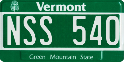 VT license plate NSS540