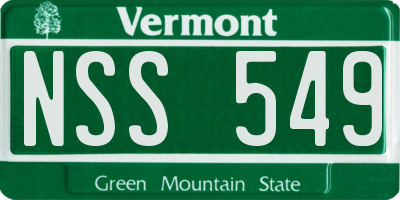 VT license plate NSS549