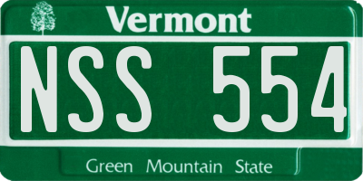 VT license plate NSS554