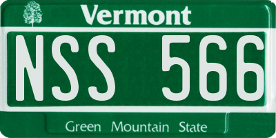 VT license plate NSS566