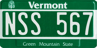 VT license plate NSS567