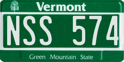 VT license plate NSS574