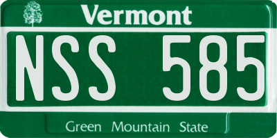 VT license plate NSS585