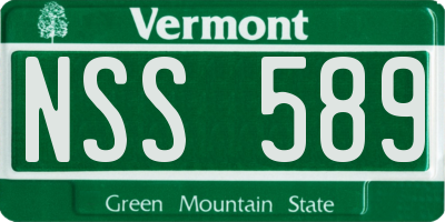 VT license plate NSS589