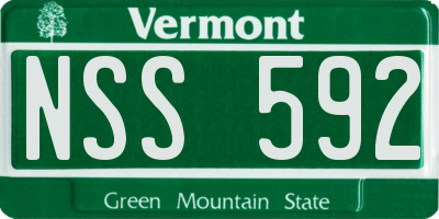 VT license plate NSS592