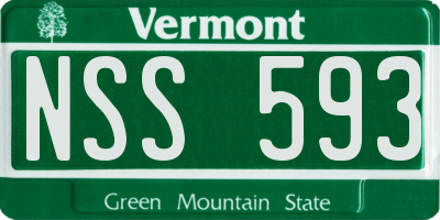 VT license plate NSS593