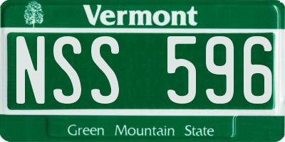 VT license plate NSS596