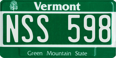 VT license plate NSS598
