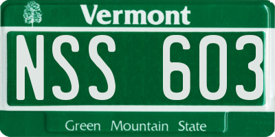 VT license plate NSS603