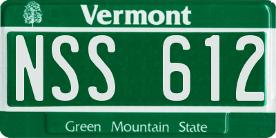 VT license plate NSS612