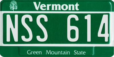 VT license plate NSS614