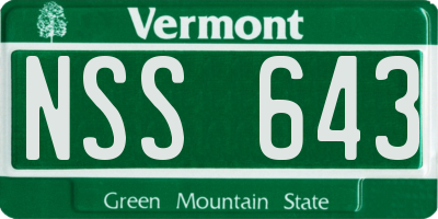 VT license plate NSS643