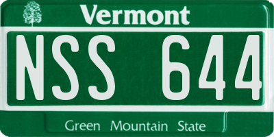 VT license plate NSS644
