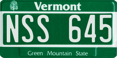 VT license plate NSS645