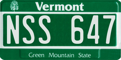 VT license plate NSS647