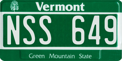 VT license plate NSS649