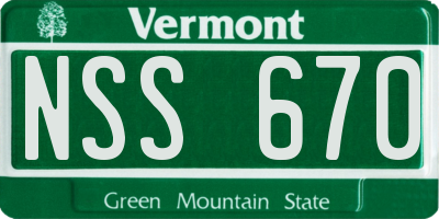 VT license plate NSS670