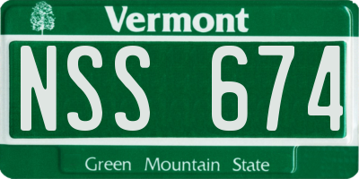 VT license plate NSS674