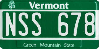 VT license plate NSS678