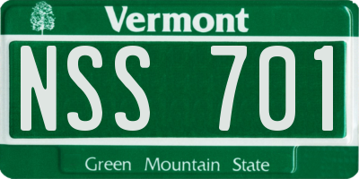 VT license plate NSS701