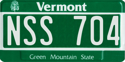 VT license plate NSS704