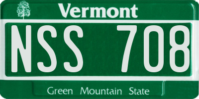 VT license plate NSS708
