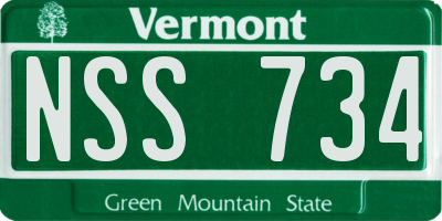 VT license plate NSS734