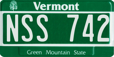 VT license plate NSS742