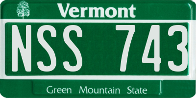 VT license plate NSS743