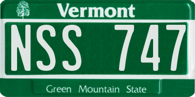 VT license plate NSS747
