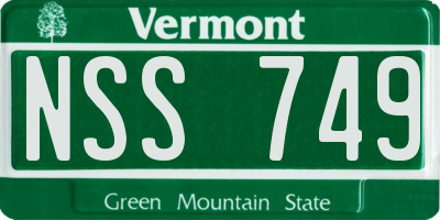 VT license plate NSS749