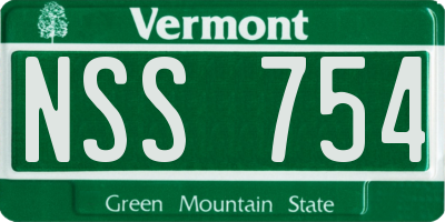 VT license plate NSS754