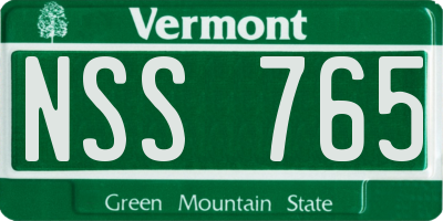 VT license plate NSS765