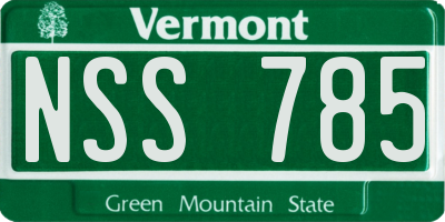 VT license plate NSS785