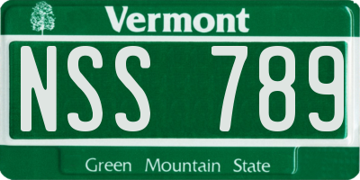 VT license plate NSS789