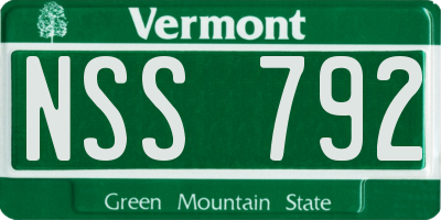 VT license plate NSS792