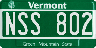 VT license plate NSS802