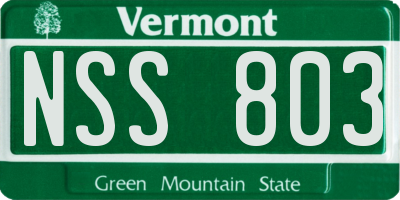 VT license plate NSS803
