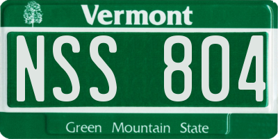 VT license plate NSS804