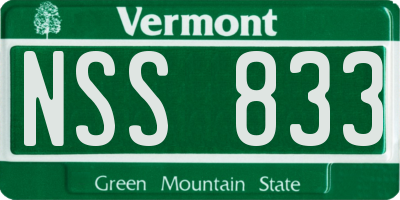 VT license plate NSS833