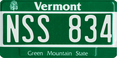 VT license plate NSS834