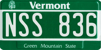 VT license plate NSS836