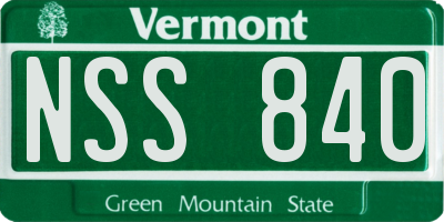 VT license plate NSS840