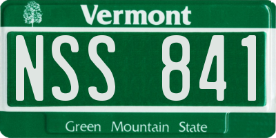 VT license plate NSS841