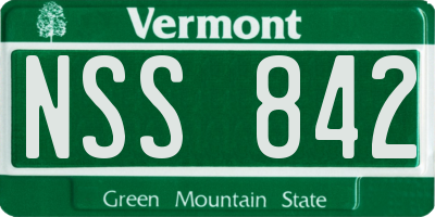 VT license plate NSS842