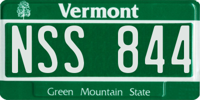 VT license plate NSS844