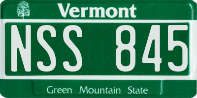 VT license plate NSS845