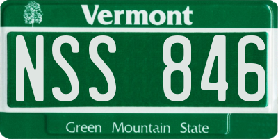VT license plate NSS846