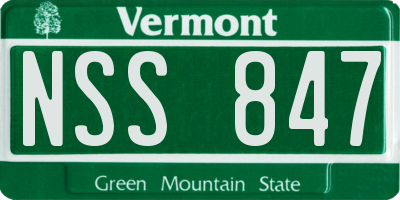 VT license plate NSS847