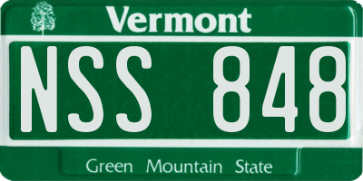 VT license plate NSS848